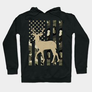 Camouflage Camo American Flag Whitetail Deer Hoodie